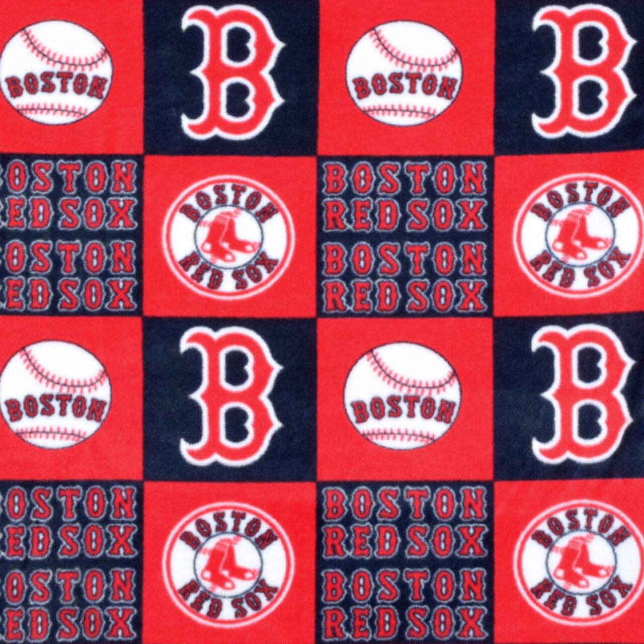Boston Red Sox Block MLB Fleece by Fabric Traditions